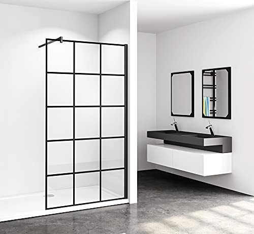 Acezanble Duschabtrennung 140x200cm Duschwand Walk In Dusche 8mm NANO Echtglas Schwarz