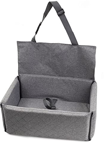 BOUTIQUE ZOO Hunde Autositz mit Sitzbezug | Autositz für Große und Riesen Hunde | Rückbank, Beifahrersitz | Hundebett, Hundetasche | Polyester (Leinenimitat) | Farbe: Grau | Große: XL (80x60 cm)