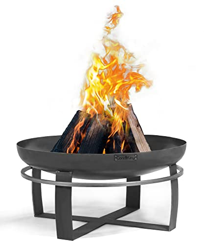 gartendekoparadies.de Edle Feuerschale mit Ringfuß – Runde Feuerstelle & Grill – Handgefertigt aus Stahl, stabil & wetterfest, transportabel (60 cm)