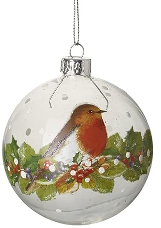 Heaven Sends Glass Robin Bauble Christmas Tree Decoration
