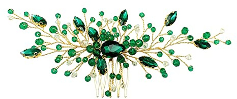 JZTRADING Haarschmuck Hochzeit: Grüne Kristallhaarkämme für Braut, Brautjungfer und Mädchen - Weihnachten Haarkamm