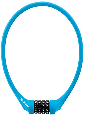 ROCKBROS Fahrradschloss Zahlenschloss Mit 4-Stellig Zahlencode Hohe Sicherheitsstufe 64.5cm/9.5mm Kabelschlossfür Fahrrad Motorrad Scooter 3 Farbe