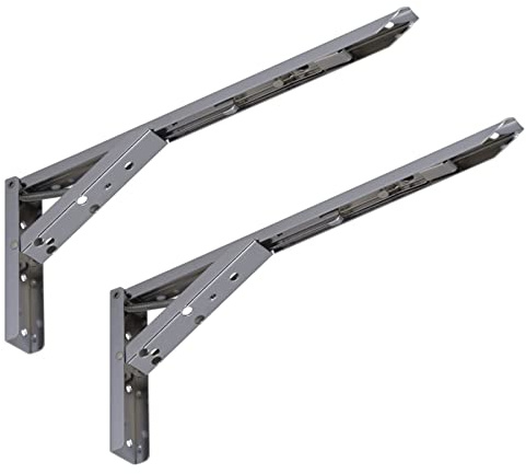 BRESKO Klappkonsole Regalträger Regalwinkel Regalhalter Konsole Wandkonsole Träger Winkelträger verchromt 2 Stück (350x135 mm)