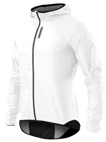 BIOTEX Mantellina Windjacket 3D BOLLE Unisex con Cappuccio, Anti-vento e Ultra-Leggera, per Ciclismo e Running, Bianco, L