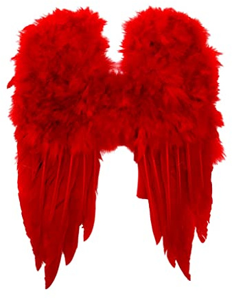 Kleine rote Flügel aus Federn - Kostüm-Zubehör für Karneval, Halloween & Motto-Party