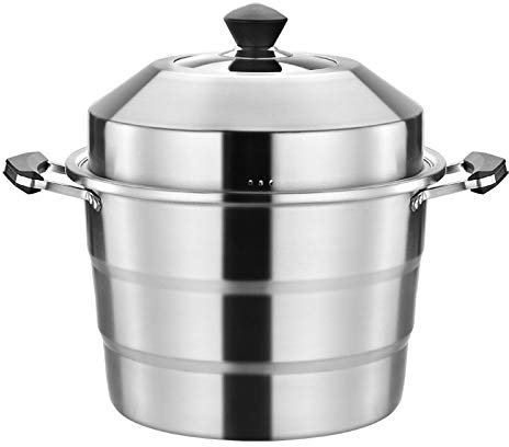 Calderas Dobles Olla de Sopa de Acero Inoxidable Utensilios de Cocina Herramienta de Cocina múltiple Vaporera Ollas de Vapor Cocina de inducción Cesta de Comida (Color : 40CM) (35c