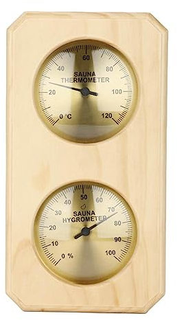 ZzzaNa Thermometer Innen, Hygrometer, Außenthermometer, Innenthermometer for Zuhause, Wand-Hygrometer aus Metall und Holz, Sauna-Hygrometer, keine Batterien erforderlich for Innen, Lager, Garten Barom