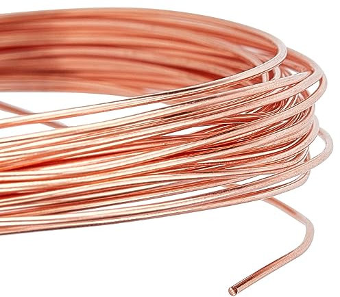 Metalldraht, Kupferdraht, rund, Durchmesser 3/3,5/4/4,5/5 mm, Länge 1 m, starke Spulen aus Metallschnitzdraht, faltbar, für Bodenlehre, Gartenarbeit, Outdoor, Floristik, Durchmesser