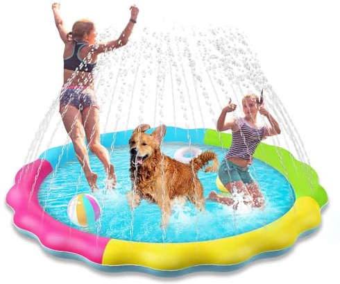 Dog Pool for Pets - Dog Paddling Pool Non Slip & Durable Sprinkler Splash Pad for Dogs and Cats,Thickened Anti-Slip Water Play Mat, Portable Paddle Pool for Dogs Kids Summer Pet Pools (170cm)