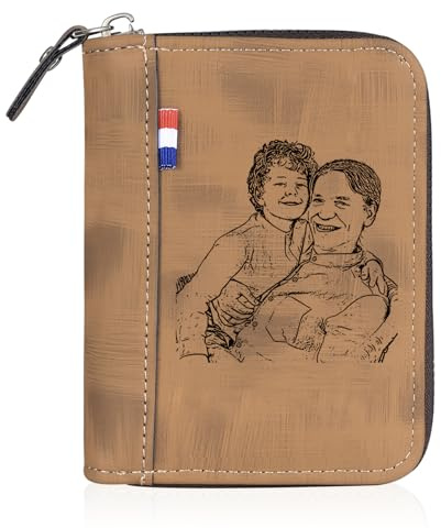Grovjewfit Personalisierte Herren Geldbörse Mit Foto und Namen Gravur Männer Geldbeutel Geschenke Zum Vatertag Geburtstag Für Vater Individuelle Geldtasche Karten Geldscheine Fächern