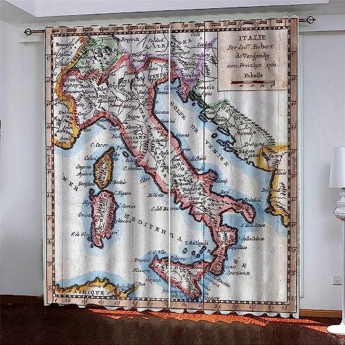 Vorhang Blickdicht 3D Karte Von Italien Ösenschal - 2 Stücke Verdunklungsvorhänge Mit Ösen Schlafzimmer Wohnzimmer Schallschutz Vorhang Verdunkelung Gardinen, 2 X 85 X 200 Cm -4S0E3N7S1O7S9R1S7B1U6L7N
