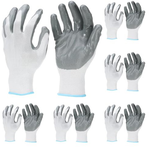 PATIKIL Safety Work Gloves Nitrile Coated, 6 Pair Non-slip Gardening Gloves Seamless Knit Working Gloves with Grip for Women Men Warehouse, White, X-Large Size