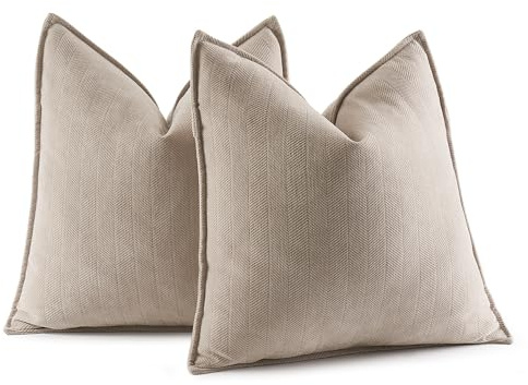 MIULEE 2er Kissenbezug 45x45 Beige Chenille Kissenhülle zierkissen | Weiche Kissenbezüge Sofakissen dekokissen zierkissen Elegantes Design für Couch Sofa Wohnzimmer