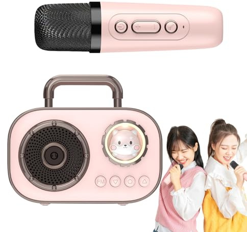 Machine de karaoké pour, Machine de karaoké sans Fil avec 2 micros | Double Connexion Rechargeable Fournitures Audio pour la Maison, la Salle à Manger, Les cafés, Les Restaurants