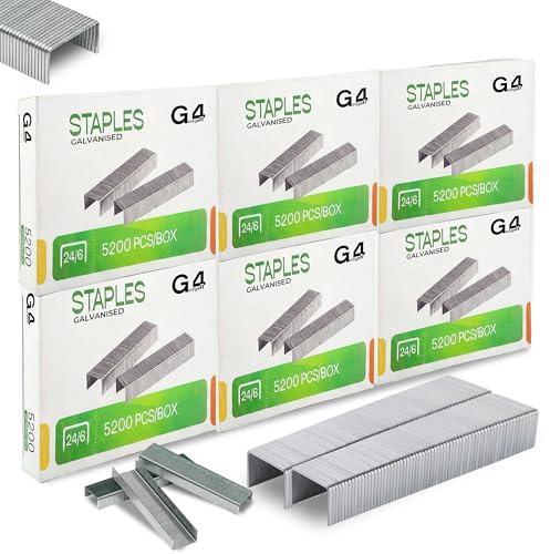 G4GADGET 6 x Boxen mit 5000 Heftklammern, 24/6 Standardgröße, langlebige 24/6 mm Heftklammern für Desktop-Hefter und Gebrauch, Premium-Schreibwaren für Büro und Zuhause