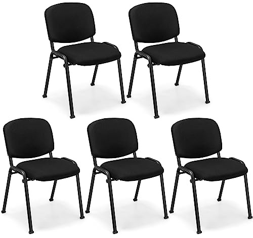 COSTWAY Set of 2/4/5/6/10 Stackable Reception Chairs, Upholstered Armless Office Meeting Conference Chair, Computer Desk Seat Guest Visitors Chairs for Home Office (56 x 61 x 80 cm, 5PCS)