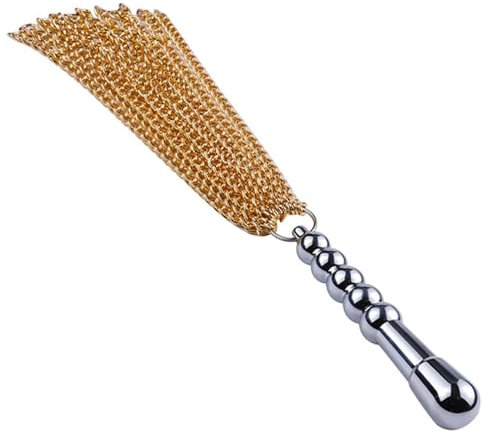 DEJIN Horse Riding Whip, Metal Chains Tassels Riding Crop Flogger Training Tool for Equestrian with Metal Handle