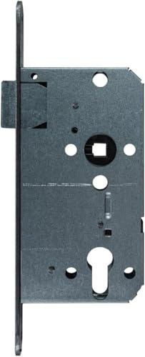 FELGNER Profilzylinder-Mortise-Lock | 2-tourig | Dornmaß 55 mm | DIN Rechts | abgerundete Stulp - Breite 20 mm | Schwarz