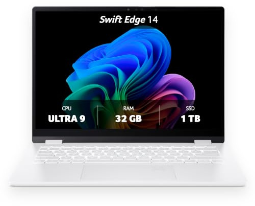 Acer Swift Edge 14 AI | Copilot+ PC Laptop | Core Ultra 9 | 32GB/1TB | 14 2,8K OLED Touch 120Hz | Core Ultra 9 288V | 32GB RAM | 1TB SSD | Intel Arc 140V | Windows 11 Home | QWERTZ