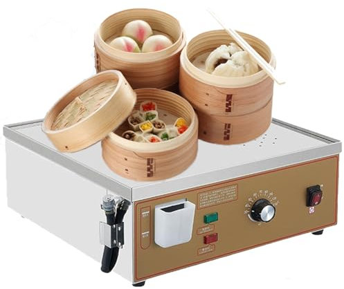 XNYXLPP Vaporera eléctrica de Cuatro Orificios para Alimentos, máquina Comercial para Bollos al Vapor, máquina para cocinar al Vapor Alimentos en el hogar de Acero Inoxidable, Alarma de ebullición