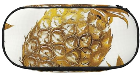 BNVSADC Federmäppchen mit goldenem Ananas-Hintergrund, bedrucktes Federmäppchen, Doppelreißverschluss, Stifteetui, Tasche, Halter, Büro, Schule, Organizer, Schreibwarentasche für Studenten, Teenager,