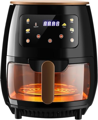Oyajia Black 5L Air Fryer with Visual Window, 6-In-1 Cooking Presets, Smart Touch Screen, Timer Function, Dishwasher-Safe, Healthy Oil Free & Low Fat Cooking.