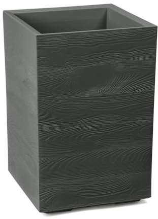 Kreher® XL Pflanzkasten Pflanzkübel Übertopf 'Eco Wood' in verschiedenen Größen. Tolle Holz Optik in Anthrazit! Aus robustem, recyceltem Kunststoff. (1, 40x40x60 cm)
