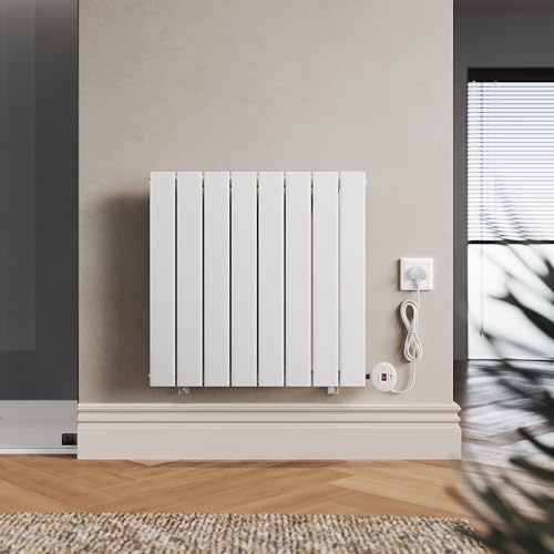 ELEGANT 600W Smart WiFi Thermostatic Electric Radiator, Wall Mounted Designer Panel Heater with 7d/24h Timer & LCD Display, White, 600x604mm