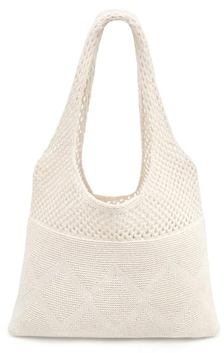 beifon Strandtasche Damen Sommer Boho, Gestrickte Tasche Beach Bag Netz Strandbeutel, Häkeltasche Mesh Gehäkelt Handtasche, Tote Bag Netztasche Umhängetasche Sommertaschen für Reisen, Alltag