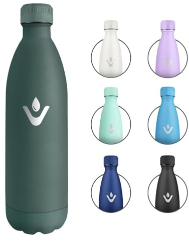 Botella Termica 1L, Cantimplora Termica con Doble Pared, Garrafa Termica sin BPA, Cantimplora Acero Inoxidable Reutilizable para Niños, Adultos, Escuela, Oficina, Viajes, Deporte, Yoga, Senderismo