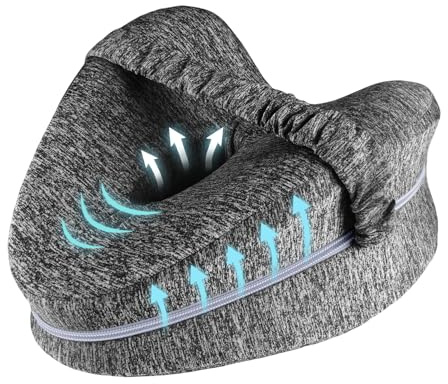 Gloserin Knee Pillow for Side Sleepers, Leg Pillow for Sleeping, Knee Pillow with Strap, Alignment Pillow Between Legs, Suitable for Relieving Leg, Back & Knee Pain, Machine Washable (Grey)