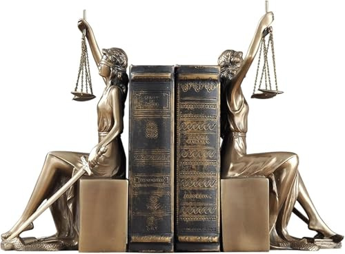 Dekorative Buchstützen der Justitia-Statue – Vintage-Messing-Buchstützen für schwere Bücher – Ästhetische Deko für Bücherregal, Büro, Schreibtisch, Geschenk für Männer und Frauen, Bücherliebhaber