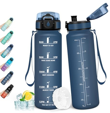 HoneyHolly Borraccia Bambini 500ML, A prova di perdite, Bottiglia Acqua, Riutilizzabile Borraccia Motivazionale, Semplice e Portatile, Borracce per Corsa, Bicicletta, Lavoro, Scuola