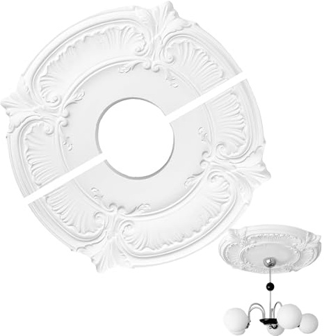 Split Ceiling Medallion - Ceiling Fan Cover Split Plate, Tight Fit Lamp Shade Trim, Trim Adhesive Cover Tight Fit for School Study Living Room Library Bedroom Restaurant