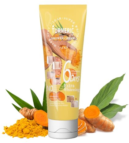 Curcuma Gel douche exfoliant pour le corps, nettoyage en profondeur, formule adoucissante et nourrit la peau, gommage naturel pour les taches sombres, hyperpigmentation, pour le corps, les mains, les