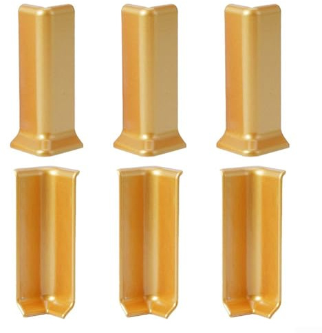 Baseboard Corner Blocks Connector Set for 10cm Wall Base Trim Comprising 3 Inside and 3 Outside Corners ABS Construction for Seamless Corner Installation (L Gold)