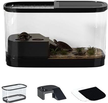 Turtle Tank - High Transparency Enclosure for Reptiles, Terrarium Pet Aquarium with Prevent Escaping for Frogs Lizards Breeding Geckos Snakes Tortoises Crabs Indoor Outdoor Habitat Accessories