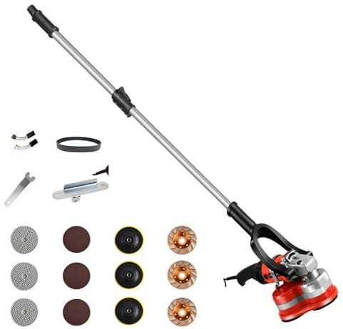BEESOM Set Levigatrice Cemento 3 Teste,Levigatrice Lucidatrice Pareti Pavimenti,Levigatrice Portatile Tre Teste Senza Polvere,per Cemento,Pavimenti Pareti,velocità Regolabile B
