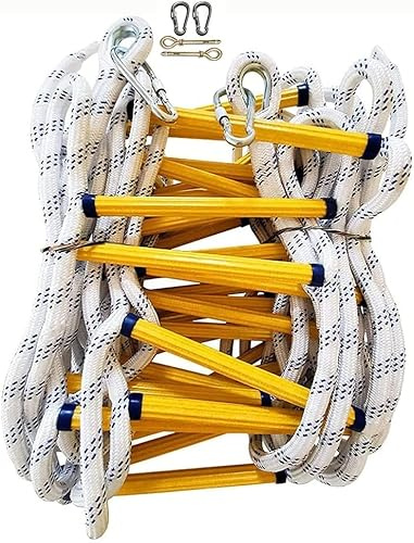 rope ladder, 2-Story 1 M Safety Ladders Flame Resistant Extension Escape Ladder With Snap Hooks Fast To Deploy In Fire, Fo(18m/59ft)