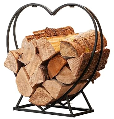 Portalegna in metallo a forma di cuore for camino interno, porta legna for patio, camino esterno in metallo