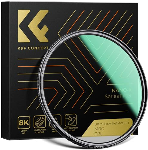 K&F Concept Nano-X Series Filtre polarisant circulaire à réflectivité ultra-faible 0,1 % avec revêtement multicouche HD 28 polarisants ultra fins haute définition pour objectif d'appareil photo (67 mm