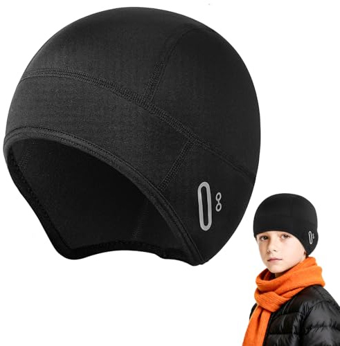 AOOSA Fahrrad Mütze Winter Kinder, Helmmütze für Fahrradhelm Jungen Mädchen, Warm Winddicht Sportmütze mit Brillenloch, Radmütze Laufmütze Fahrradmütze Unter Helm für Outdoor Aktivitäten