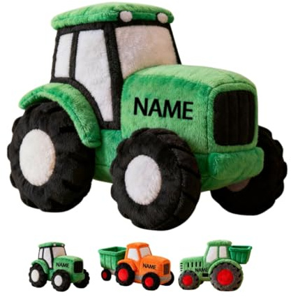 Personalized Farm Tractor Shaped Pillow with Name Cute Construction Vehicle Theme Pillow for Bed Sofa Car Couch Decor Farm Tractor Cushion Party Decor Gift for Boy Girl Kid Family Friends Driver