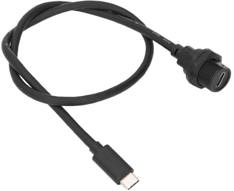ViaGasaFamido Typ C Förlängningskabel, Vattentät USB-kontaktkabel med Gänglåsning 0,5 M Längd 30V 1,5A för Utomhusenheter och IoT-anslutning