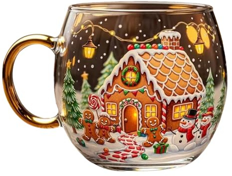 Générique Tazas, taza de café, recipiente de bebidas festivas de 300 ml para bebidas navideñas, cristalería para chocolate caliente, latte, vino con leche, taza de bebida navideña para