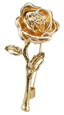 Feine goldfarbene Rosen-Brosche, Vintage-Blumen-Anstecknadel für Damen und Herren, elegantes Geschenk für Hochzeit, Party und Alltag, anspruchsvoller Modeschmuck