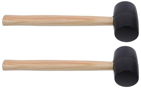 HONITANO 2 Stück Gummihammer mit Holzgriff Handlicher Bindehammer für Holzbearbeitung Camping und Kokosnuss Öffnen Kratzfreier Gummikopf Ergonomischer Griff Langlebig