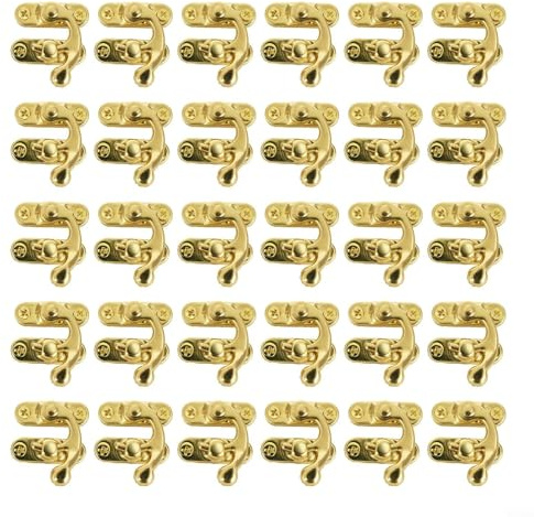 Vorhängeschloss aus Eisen, mit antikem Bronze-Finish, für Mini-Schmuckschatullen und Holzkisten mit Schrauben, goldfarben, 30 Stück