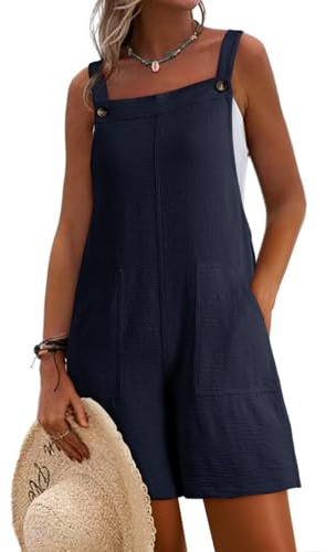 MINTLIMIT Women's Casual Short Overalls Button Straps Rompers Shorts Jumpsuit Playsuit