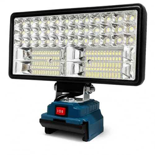 Akku Lampe für Makita 18V Akku, 84W LED Baustrahler mit 2 USB-Anschlüsse | Strahler Tragbares Flutlichter Baustellen Lampe für Autoreparaturen, Camping und Notbeleuchtung (ohne Batterie)